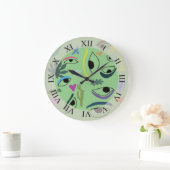 目の抽象芸術アートパターン ラージ壁時計 (ホーム)