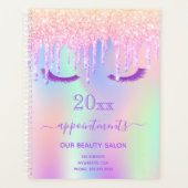 目の斜色ピンク滴虹色サロン2025 プランナー手帳 (正面)