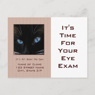 目の検査アポイントメントのリマインダー青い猫の目 ポストカード