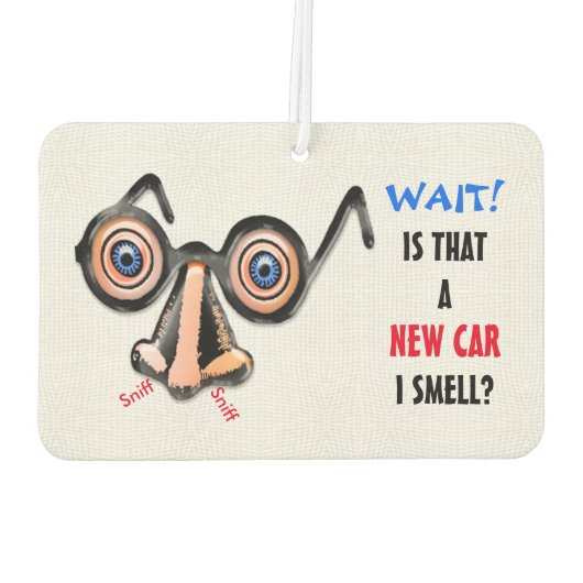 目の熱狂する鼻メガネが新しい車の匂いを嗅ぐ カーエアーフレッシュナー (裏面)