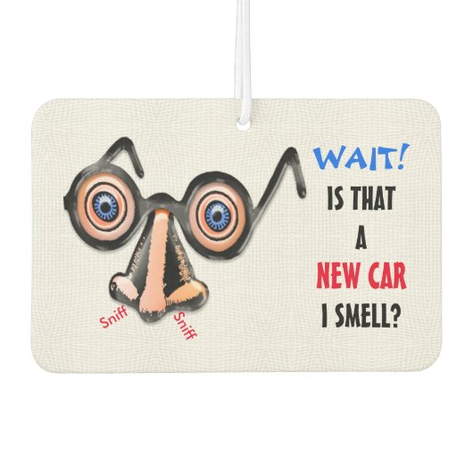 目の熱狂する鼻メガネが新しい車の匂いを嗅ぐ カーエアーフレッシュナー (正面)