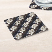 目の玉が飛び出る怖いスカル スクエアペーパーコースター (アングル)