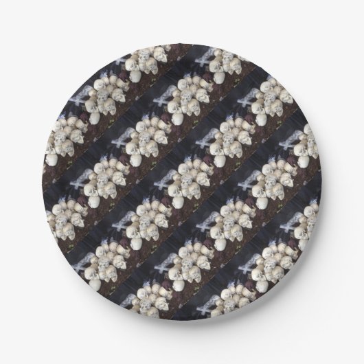 目の玉が飛び出る怖いスカル ペーパープレート (正面)