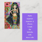 目の花のピースサインのかわいいヒッピーの女の子 名刺 (正面/裏面)