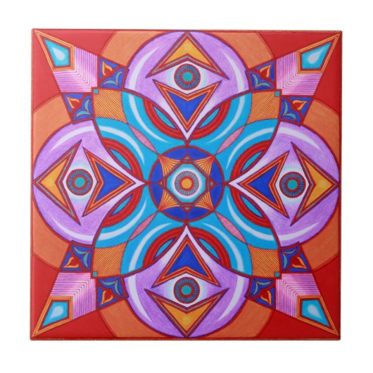 目の花の曼荼羅の陶磁器の芸術のタイル タイル (正面)