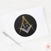 目の見える四角とコンパス ラウンドシール (封筒)