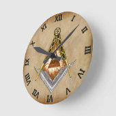 目の見える四角とコンパス ラウンド壁時計 (傾斜)