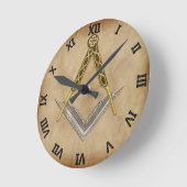 目の見える四角とコンパス ラウンド壁時計 (傾斜)