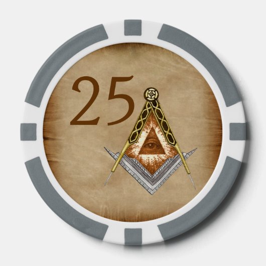 目の見える手で描いた四角と羅針盤 ポーカーチップ (正面)