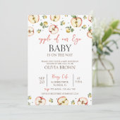 目の赤ちゃんシャワーのかわいいリンゴ 招待状 (スタンド正面)