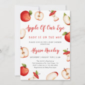 目の赤ちゃんシャワーのかわいいリンゴ 招待状 (正面)