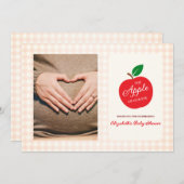 目の赤ちゃんシャワーのリンゴ サンキューカード (正面/裏面)