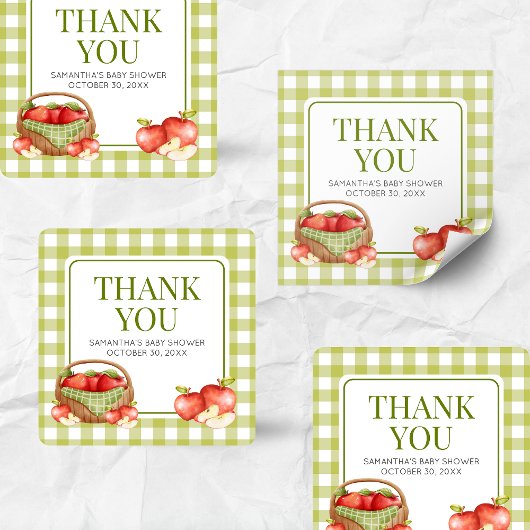 目の赤ちゃんシャワーのリンゴ スクエアシール