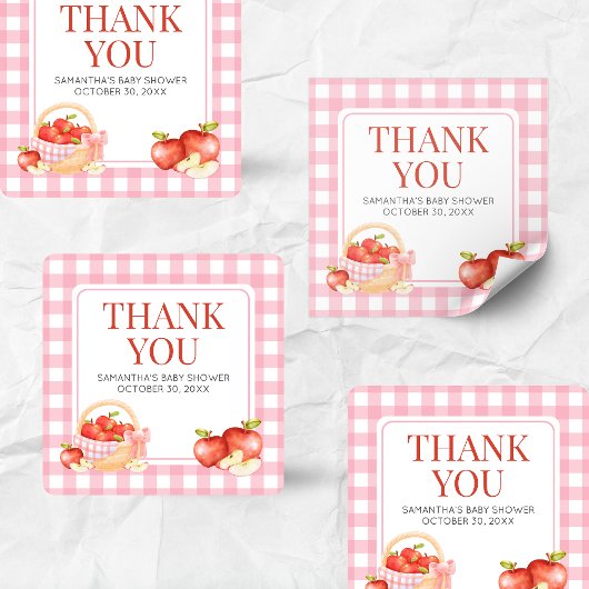 目の赤ちゃんシャワーのリンゴ スクエアシール