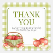 目の赤ちゃんシャワーのリンゴ スクエアシール (正面)