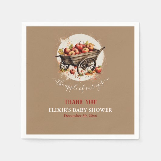 目の赤ちゃんシャワーのリンゴ スタンダードカクテルナプキン (正面)