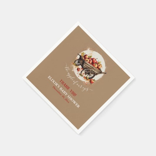 目の赤ちゃんシャワーのリンゴ スタンダードカクテルナプキン (角)