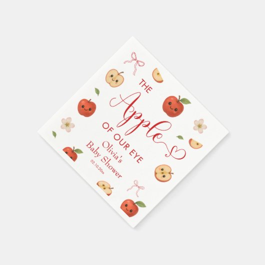 目の赤ちゃんシャワーのリンゴ スタンダードカクテルナプキン (角)