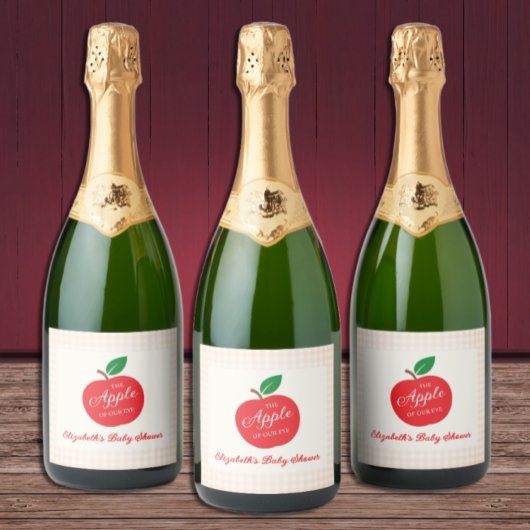 目の赤ちゃんシャワーのリンゴ スパークリングワインラベル