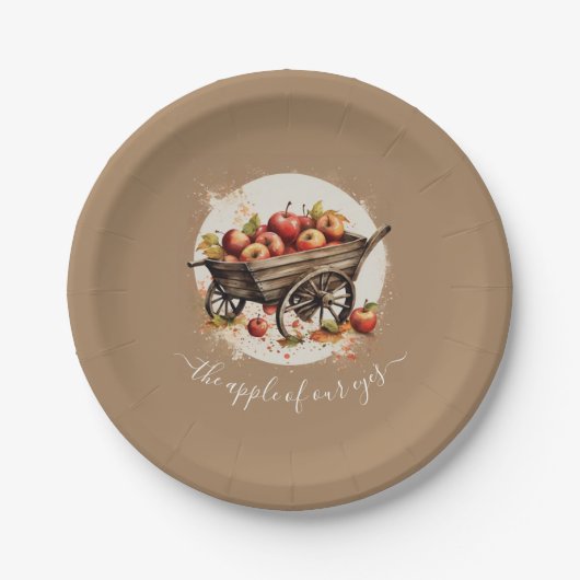 目の赤ちゃんシャワーのリンゴ ペーパープレート (正面)