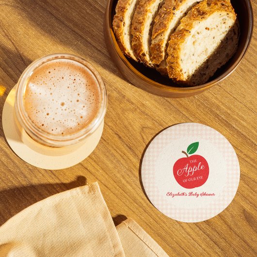 目の赤ちゃんシャワーのリンゴ ラウンドペーパーコースター