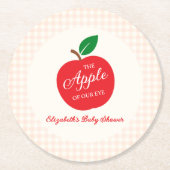目の赤ちゃんシャワーのリンゴ ラウンドペーパーコースター (正面)