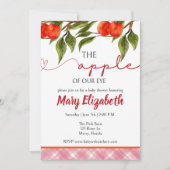目の赤ちゃんシャワーのリンゴ 招待状 (正面)