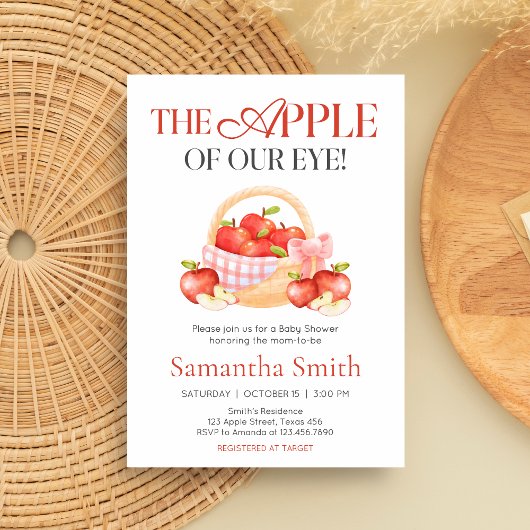 目の赤ちゃんシャワーのリンゴ 招待状