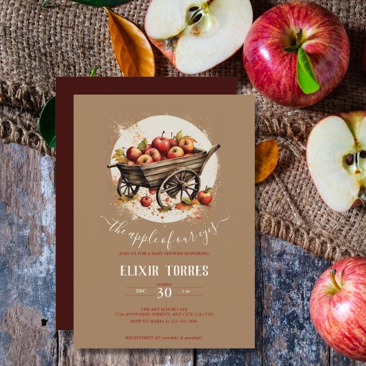 目の赤ちゃんシャワーのリンゴ 招待状