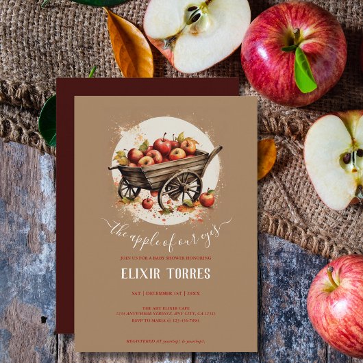 目の赤ちゃんシャワーのリンゴ 招待状