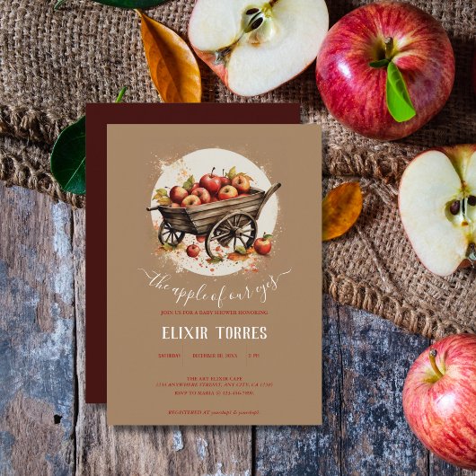目の赤ちゃんシャワーのリンゴ 招待状