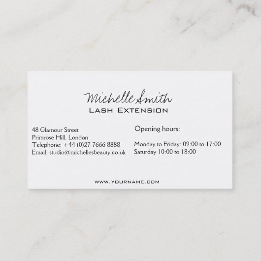 目の長いまつげLash拡張アイコン 名刺 (裏面)