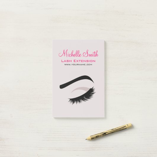 目の長いlashesラッシュエクステンションブランディング ポストイット (デスク上)