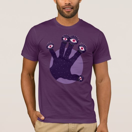 目の風変わりなデジタル監視芸術の気色悪い手 Tシャツ (正面)