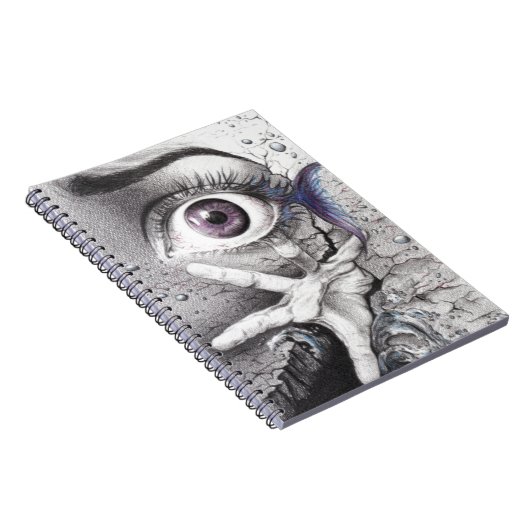 目の魚と手のドリームシュールスケッチアート ノートブック (右側)