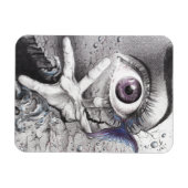 目の魚と手のドリームシュールスケッチアート マグネット (横)