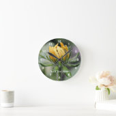 目の黒いスーザンの花が広がる ラウンド壁時計 (ホーム)