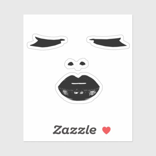 目は黒い口紅の唇は芸術を作ポップ・アートのる シール (シート)