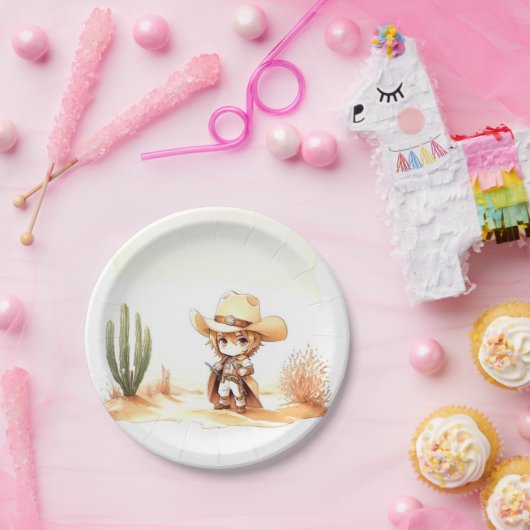 目まいがするワイルドウエストカウボーイベビーシャワー ペーパープレート (パーティー)