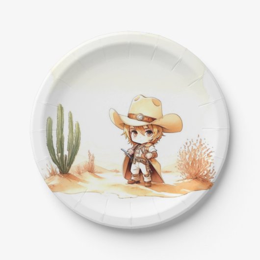 目まいがするワイルドウエストカウボーイベビーシャワー ペーパープレート (正面)