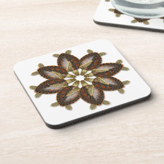 目まぐるしいアオウミガメのコースター コースター (左側)