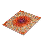 目まぐるしい花のオレンジおよび白いデザイン タイル (側面)