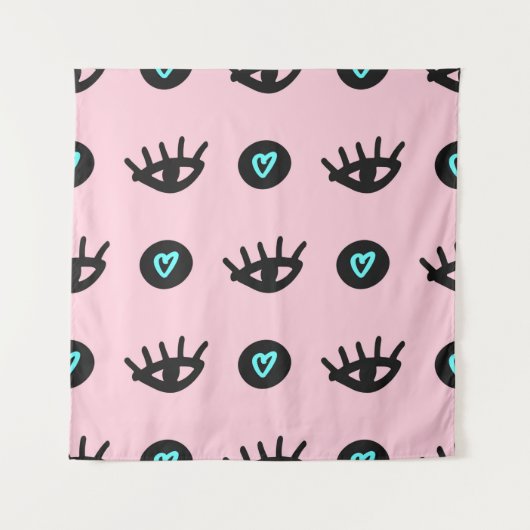 目もガーリー目も継ぎ目もなくかわいい模様 タペストリー (正面)