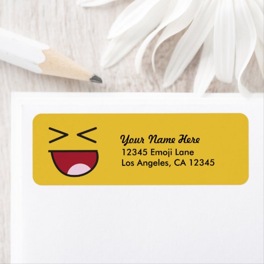 目をおもしろい斜めにして笑う絵文字 ラベル (インサイチュ)