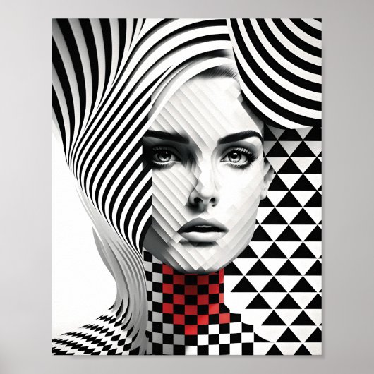 目をエレガント引く壁飾り女性 ポスター (正面)