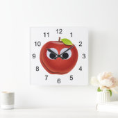 目をグーグルで赤いリンゴパーソナライズされた- スクエア壁時計 (ホーム)
