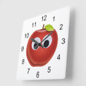 目をグーグルで赤いリンゴパーソナライズされた- スクエア壁時計 (傾斜)