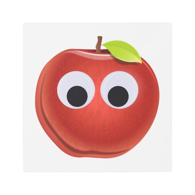 目をグーグルで赤いリンゴパーソナライズされた- メタルプリント (正面)