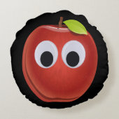 目をグーグルで赤いリンゴパーソナライズされた- ラウンドクッション (裏面)
