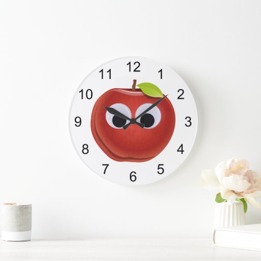 目をグーグルで赤いリンゴパーソナライズされた- ラージ壁時計 (ホーム)